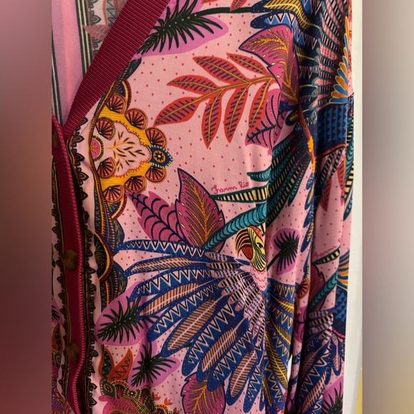 NWOT FARM Rio Macaw Scarf Pink Colorful Floral Cardigan XL - Picture 6 of 8